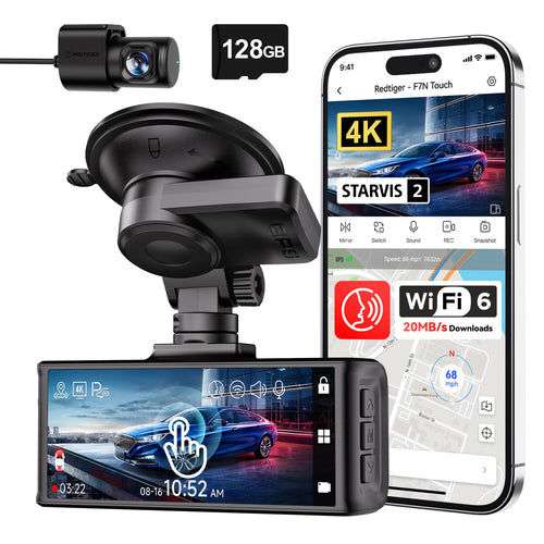 REDTIGER F7N Touch Dashcam 4K Vorne Hinten - GPS WiFi