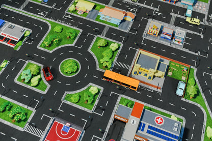 SkippiDoo Kinder Spielteppich Strasse & Auto 200x160 cm