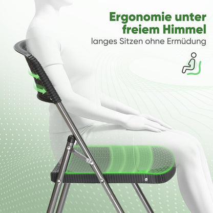 Sekey Klappstuhl 4er Set Gartenstuhl Rattan-Optik - Schwarz