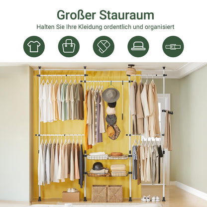 SoBuy Teleskop Kleiderständer KLS04 – offener Schrank Weiss