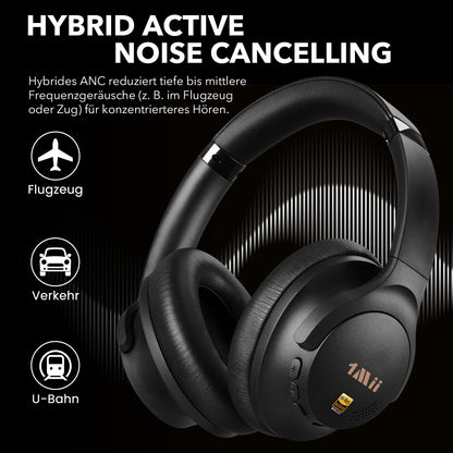1Mii Y8+ Kopfhörer Over-Ear mit Hybrid ANC, Bluetooth 6.0, Schwarz
