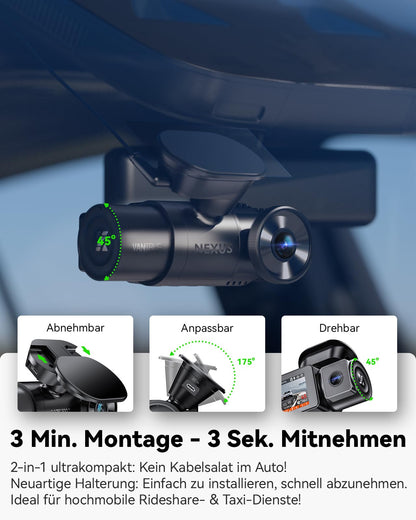 VANTRUE N2X Dual Dashcam Auto vorne innen, 2.7K+1080P HDR, GPS, WiFi