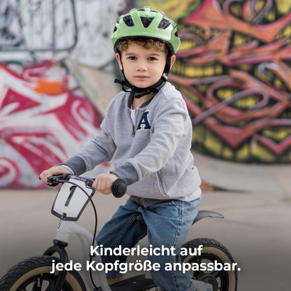 PUKY Helmet S Kinder-Fahrradhelm Grün 48-55 cm mit Licht-Modul
