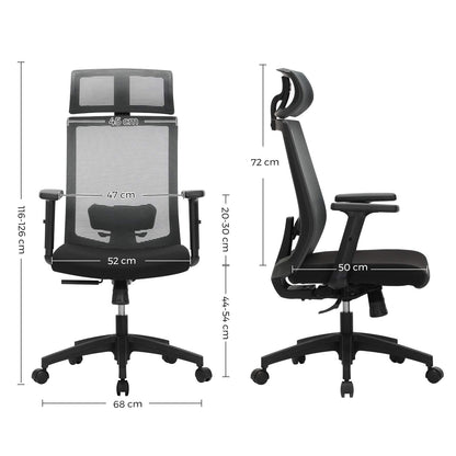 SONGMICS Bürostuhl Netzbespannung Ergonomisch Grau OBN55BG