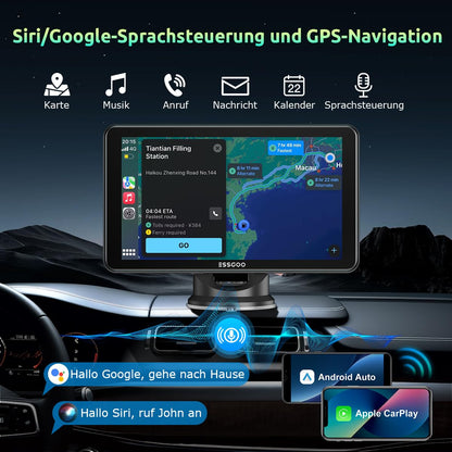 ESSGOO CarPlay & Android Auto Bildschirm 7 Zoll IPS