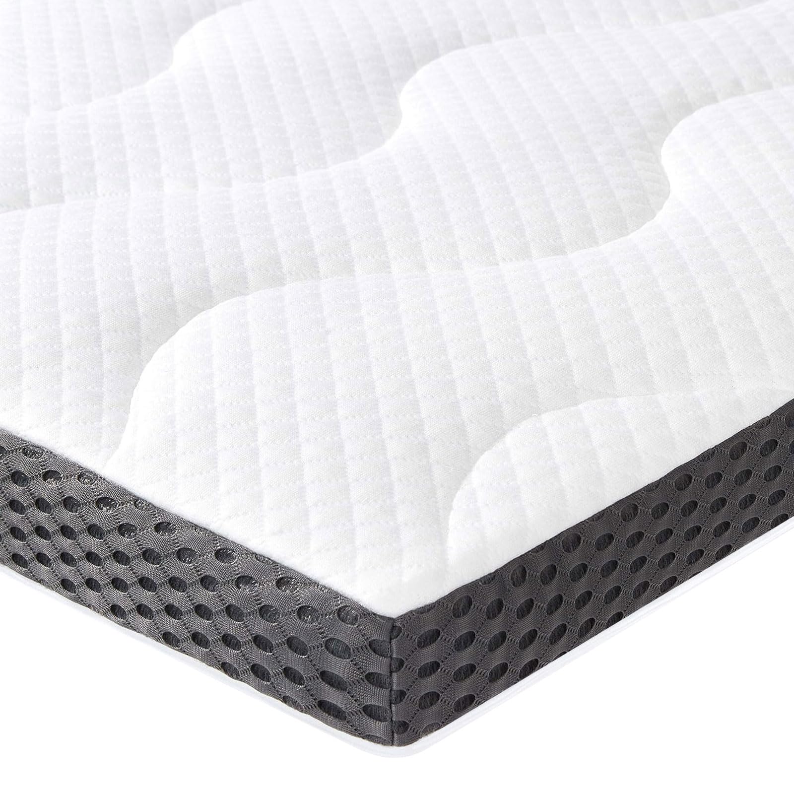 Amazon Basics Gel-Schaum Topper - 90x200cm, 7cm Höhe. Rechteckig, hellbeige. Verbessert den Schlafkomfort als Matratzenauflage.