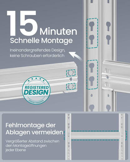 SONGMICS Schwerlastregal Lagerregal - 2er Set silbern GLR455E01