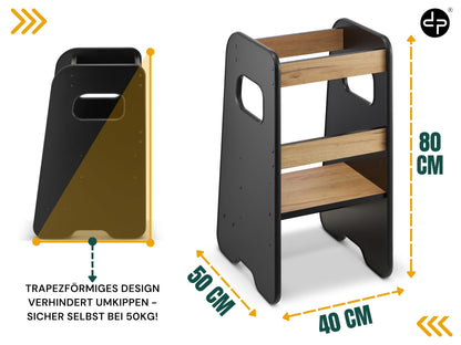 defiPad Lernturm Montessori ab 1 Jahr - Schwarz/Eiche