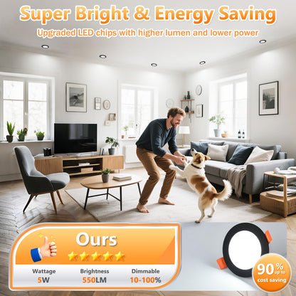 YindaLux LED Einbaustrahler 230V dimmbar 5W IP44 schwarz 10er Set