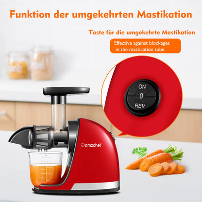 AMZCHEF Entsafter Testsieger Slow Juicer – Kirschenrot