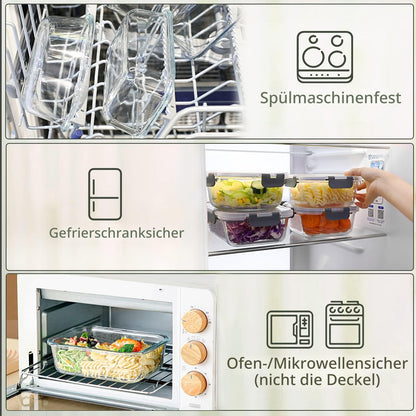 M MCIRCO Glas-Frischhaltedosen Set, 625 ml, 10 Stück, Borosilikatglas