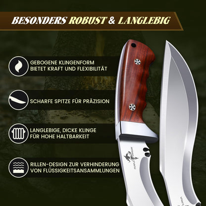Purple Dragon Survival Messer mit Full Tang Klinge und Holzgriff