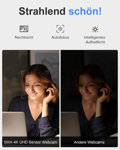 SIIIX 4K/60FPS USB Webcam - Für PC und Videoanrufe