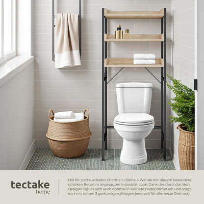 tectake Badezimmerregal, 3 Ablagen, Waschmaschinenregal, Eiche Sonoma