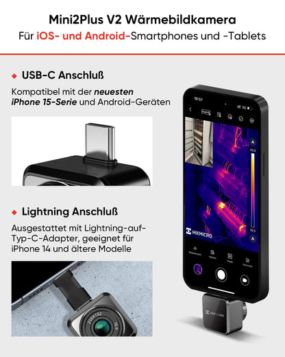 HIKMICRO Mini2PlusV2 Wärmebildkamera – 512x384 SuperIR, iOS/Android