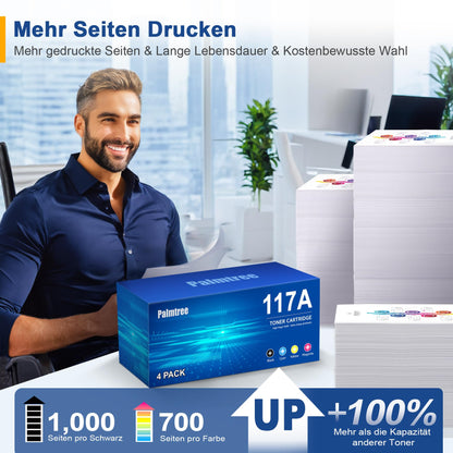 Palmtree 117A Toner Set 4er-Pack kompatibel für HP Color Laser Drucker