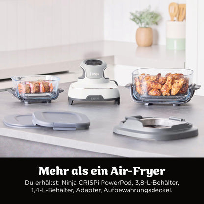 Ninja CRISPi Tragbare Heissluftfritteuse FN102EU, 3,8 l & 1,4 l, Weiss