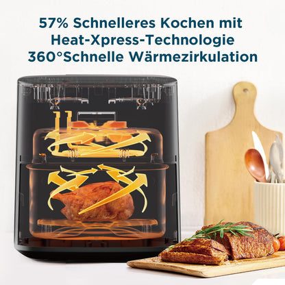 Midea Heissluftfritteuse 5L HeatXpress Easy-View – Schwarz