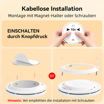 CHZHVAN Rauchmelder mit Magnethalterung, 10-Jahres-Batterie, 6er Set