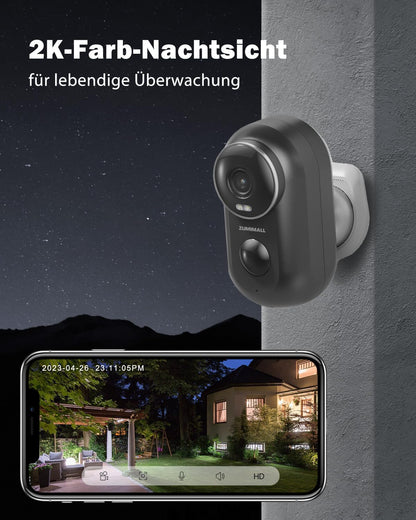 ZUMIMALL Überwachungskamera Aussen/Innen WLAN Kamera – 2er-Set