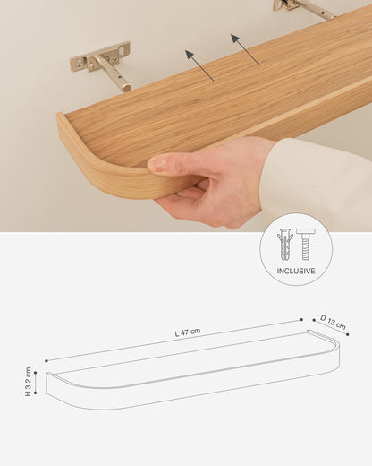 Kazai.® Wandregal-Set 'Toke' Eiche – 3 schwebende Holzregale