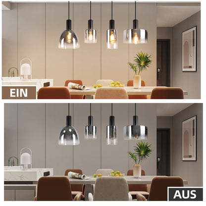 CBJKTX Pendelleuchte 4 Flammig Hängelampe - Vintage Glas
