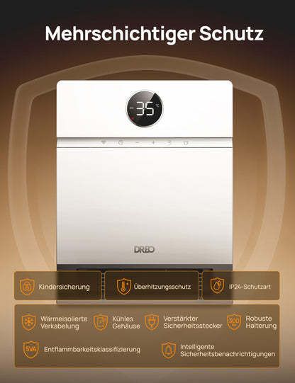 Dreo Smart Wandkonvektor 2000 W mit Thermostat und Fernbedienung