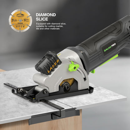 GALAX PRO Mini-Kreissäge 580W mit Laserführung und 3 Sägeblättern 85mm