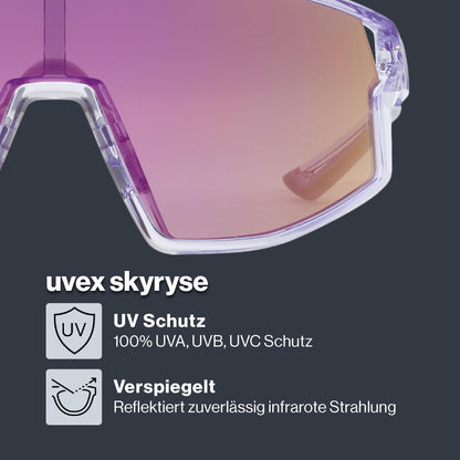 uvex skyryse Sportbrille, transparent purple/lavender mirror