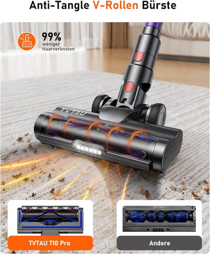 TVTAU T10 Pro Akku-Staubsauger kabellos, 55000 Pa, beutellos, Violett