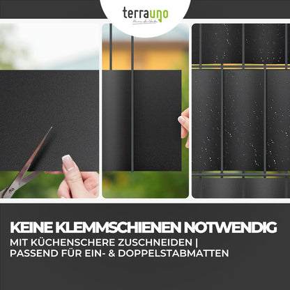 TerraUno Sichtschutzstreifen für Doppelstabmatten, Anthrazit, 10 Stück