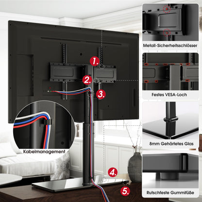 AOKCOS Universal TV Standfuss höhenverstellbar bis 85 Zoll – Schwarz