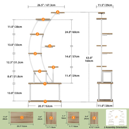 BACEKOLL Pflanzenständer mit Growlicht 9 Ebenen Metall Holz - Weiss