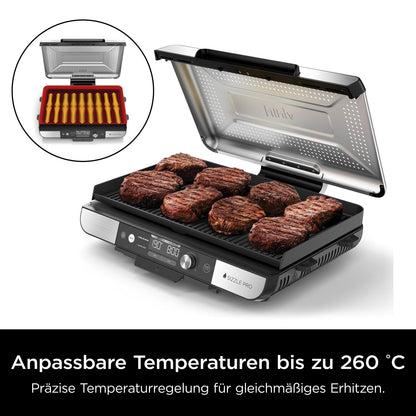 Ninja Sizzle Pro XL Indoor-Grill & Plancha GX101EU, Silber/Schwarz
