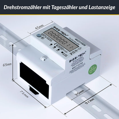 B+G E-Tech Drehstromzähler FLDS100-DR für Hutschiene, 100A, S0, LCD