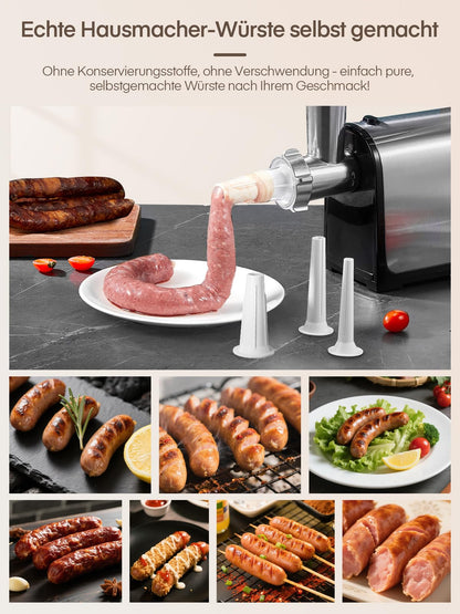 FOHERE MG-2450 Elektrischer Fleischwolf 3-in-1 mit Wurstfüller