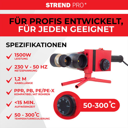 STREND PRO Muffenschweissgerät 1500W für Kunststoffrohre Ø20-63mm