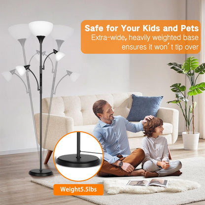 OUTON Stehlampe Deckenfluter mit 3 Leselampen LED Dimmbar