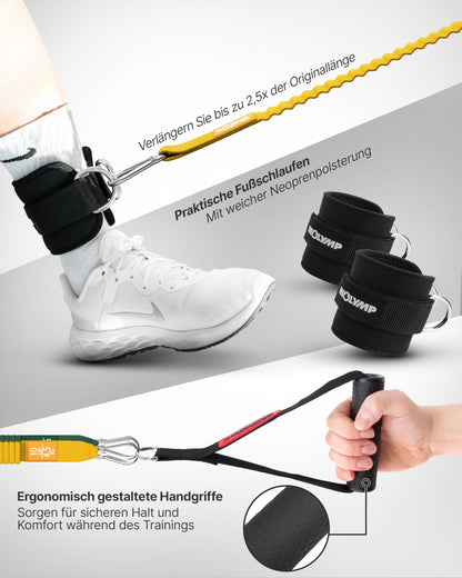 NEOLYMP Resistance Bands Set – Fitnessbänder mit 5 Stärken & Griffen