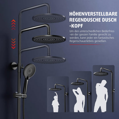 Rainsworth Duschsystem Komplettset – Regendusche Schwarz 25cm