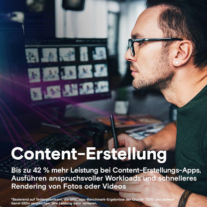 Crucial T500 SSD 2TB PCIe Gen4 NVMe M.2 mit Kühlkörper