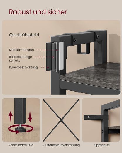 VASAGLE Garderobenständer mit Schuhbank – Steingrau-Tintenschwarz