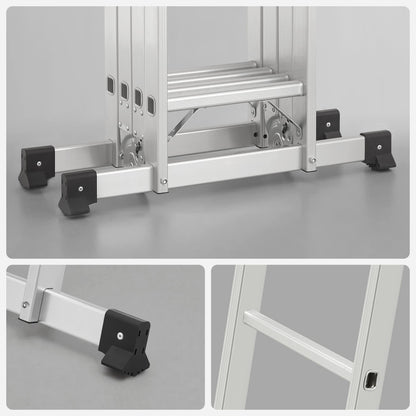 SONGMICS Alu Mehrzweckleiter GLT36M – 12 Stufen, 6 Positionen