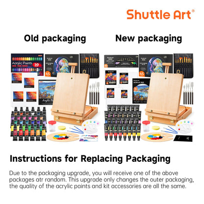 Shuttle Art Malkoffer Acrylfarben Profi Malset mit Staffelei - 65-teilig
