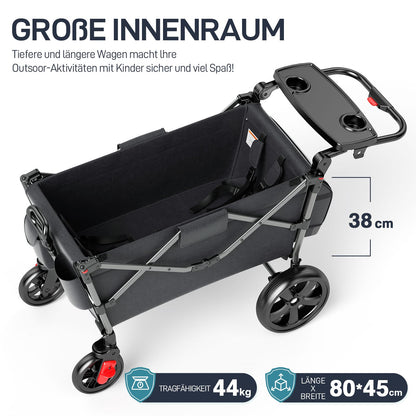EVER ADVANCED Bollerwagen faltbar für 2 Kinder mit Dach
