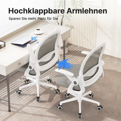 naspaluro Ergonomischer Bürostuhl - Netz, klappbare Armlehnen, Grau