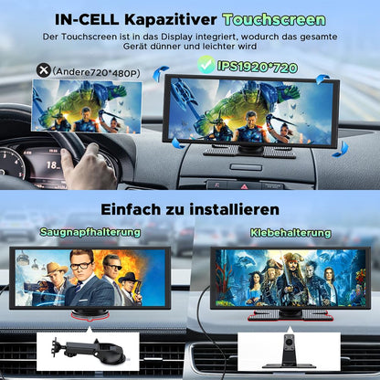 LAMTTO CarPlay Android Auto Display 10.25 Zoll + 2.5K Dashcam