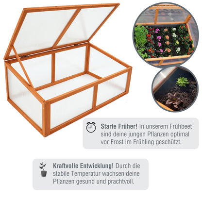 zooprinz Frühbeet HERBA – Pflanzbeet für Terrasse / Garten und Balkon – Gewächshaus – Anzuchtbeet mit Abdeckung aus Holz & Polycarbonat – idealer Schutz für Kräuter und Co.