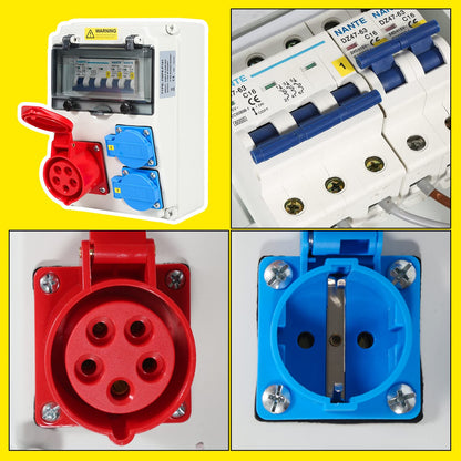 Sonnewelt Wandverteiler Stromverteiler 5-polig 2xSchuko CEE 16A Aussen