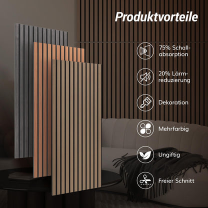 TONOR 3D Holz Akustikpaneele – Selbstklebend 4er Set Braun